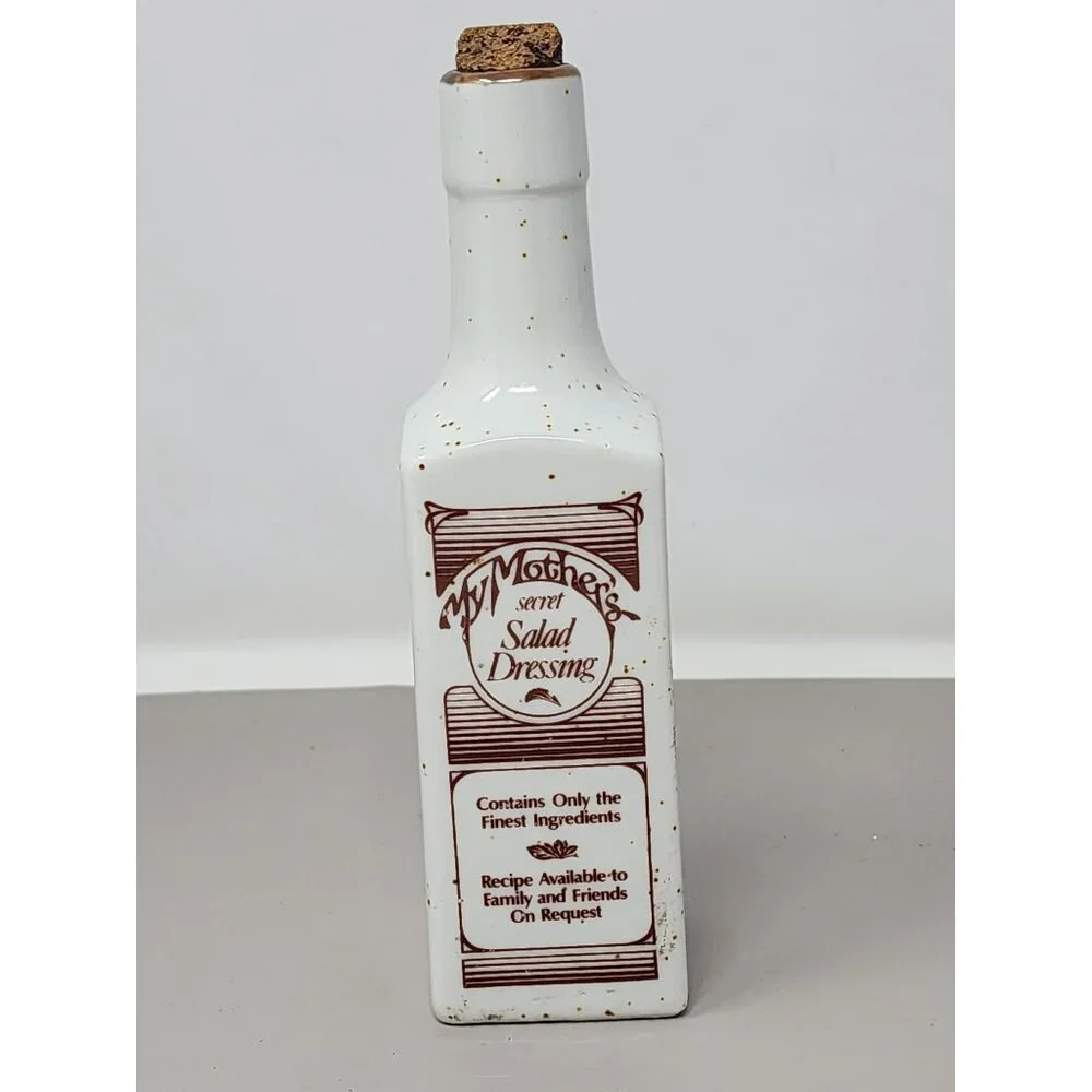 Vintage Retro Ceramic My Mothers Secret Salad Dressing Jar‎